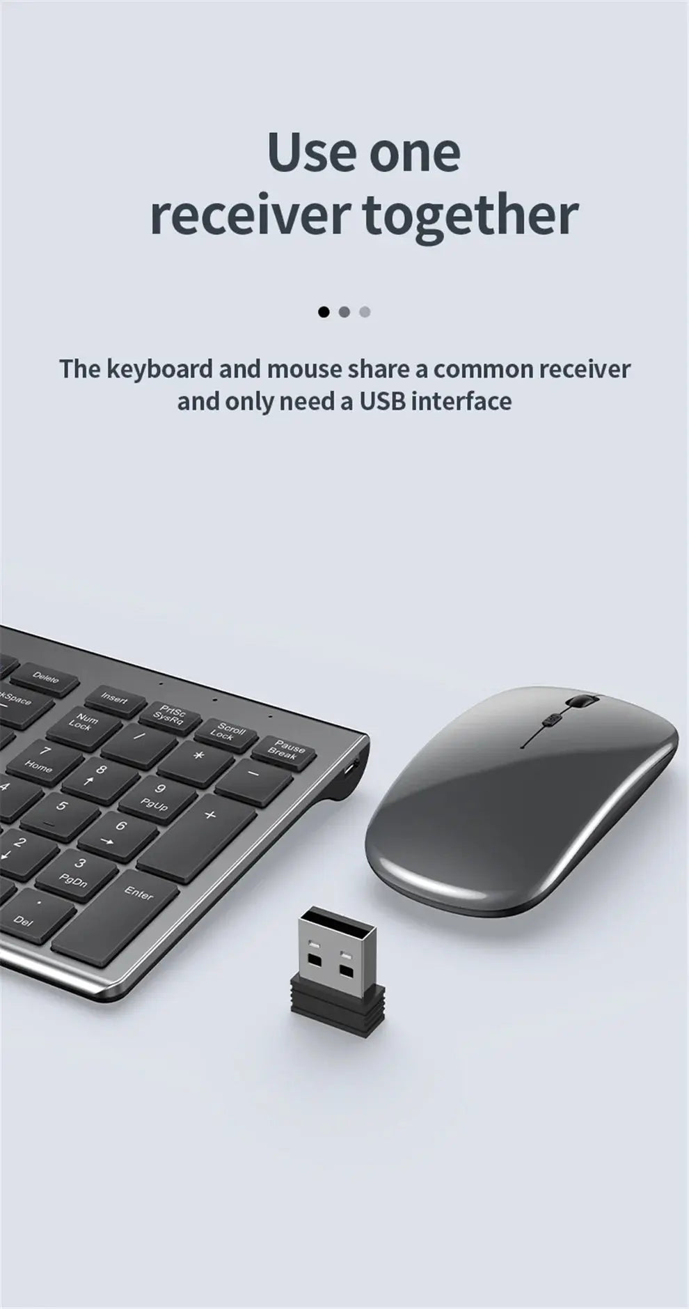 Gray Bluetooth 5.0 & 2.4G Wireless Keyboard Mouse Combo Rechargeable Full Size Wireless Keyboard for Notebook Laptop - Magic Remotes