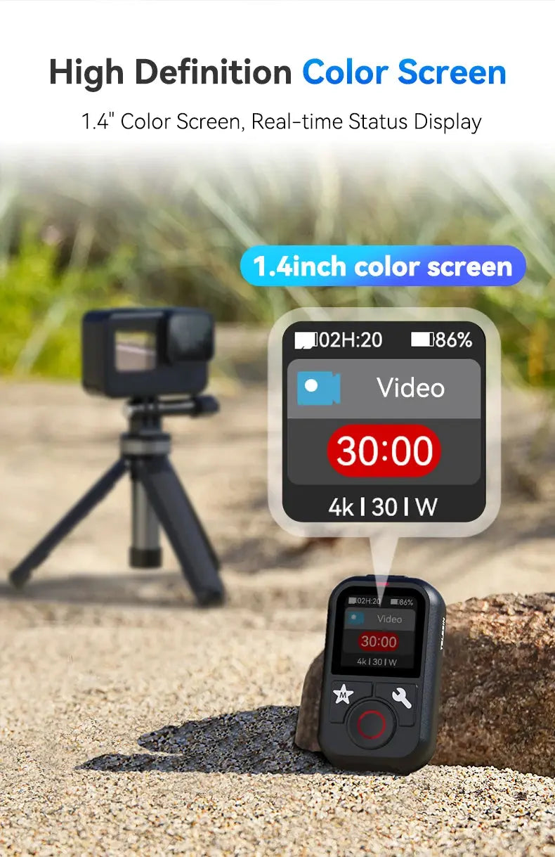 TELESIN T13 Bluetooth Remote Control 50M Waterproof for GoPro Hero12/11/10/9/8/Max Colorful Screen for Action Camera Accessories - Magic Remotes