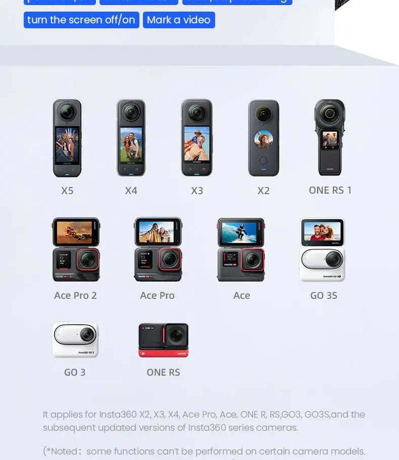 aMagisn 50M Bluetooth Remote Control for Insta360 X5 / X4 Air / Ace Pro 2 Gopro Hero 13 12 Camera iOS Android Shutter Controller - Magic Remotes