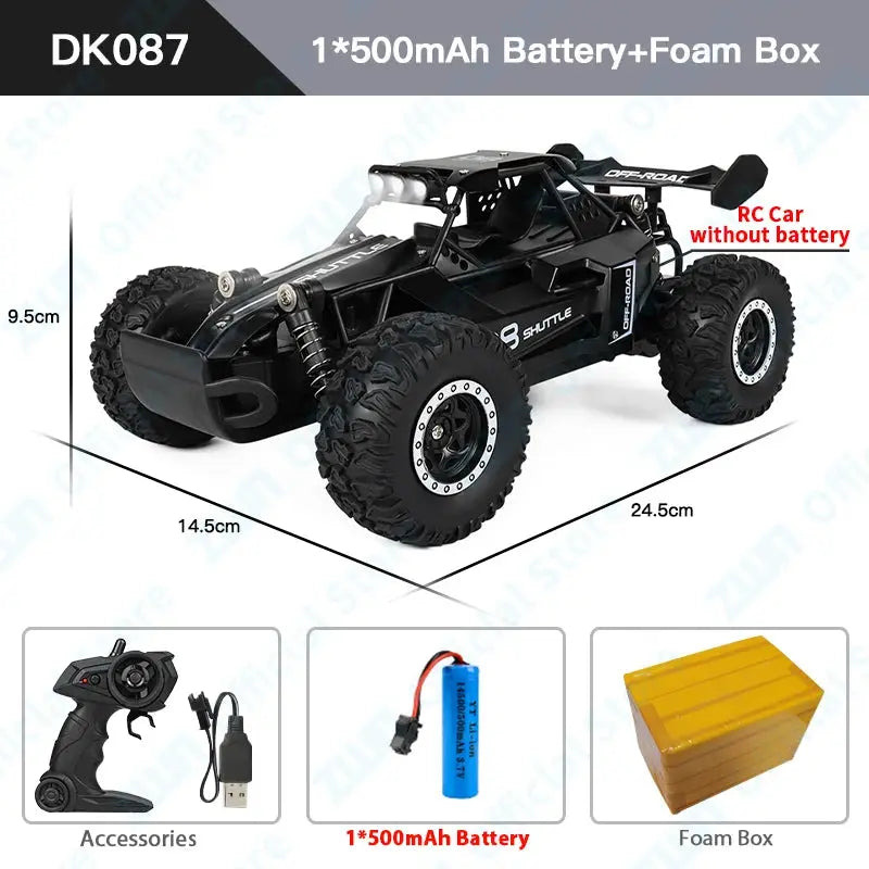 ZWN 1:16/1:20 2.4G Model RC Car With LED Light 2WD Off-road Remote Control Climbing Vehicle Outdoor Cars Toy Gifts for Kids Magic Remotes