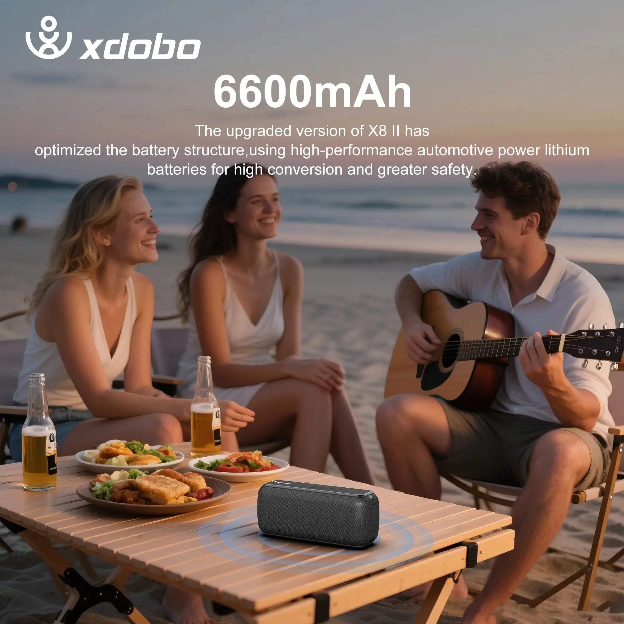 XDOBO X8 60W Portable Outdoor Speakers Bluetooth Wireless Bass Subwoofer Waterproof 6600mAh TWS Function Support TF/AUX Magic Remotes