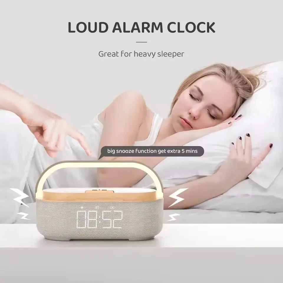 Portable Bluetooth Speaker Wireless Charging FM Radio Alarm Clock Sound Box Music Caixa De Som Charger Lamp Night Light Bocina Magic Remotes