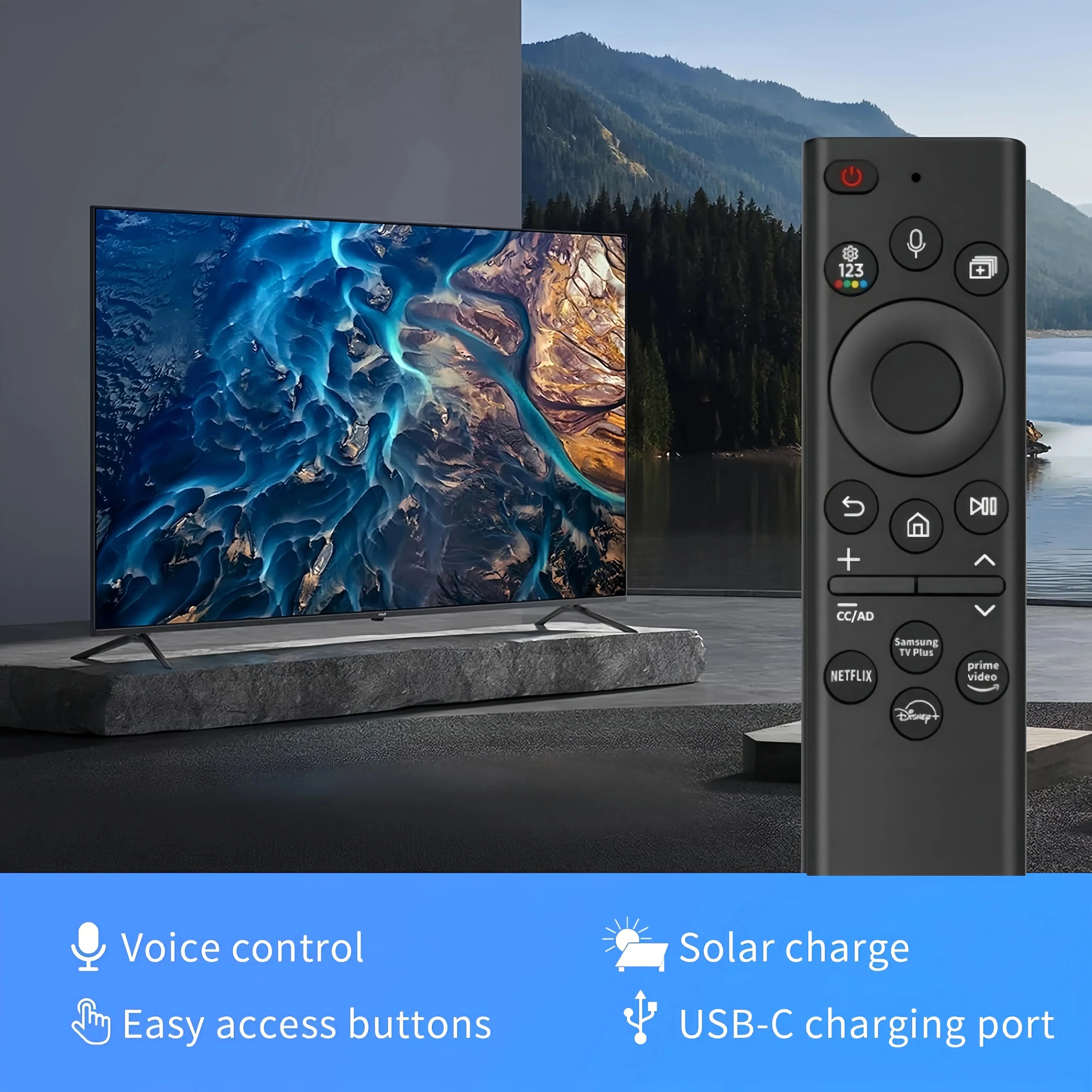 New Solar Charging BN59-01385A Voice Remote Replacement for Samsung Smart TVs DIY Accessory Magic Remotes