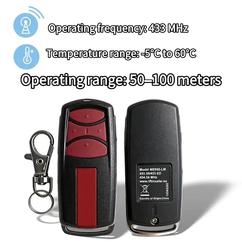 Compatible with LiftMaster 3-Button 433MHz Keychain Transmitter Garage Door Remote Control Universal Security+ 2.0 Opener Remote Magic Remotes