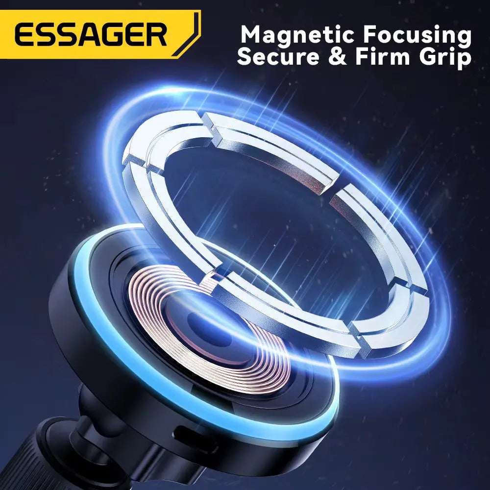 Essager 15W Magnetic Wireless Car Phone Holder Adjustable 360 degrees Car Charger For iPhone15 14 13 Pro Samsung Universal Phone - Magic Remotes