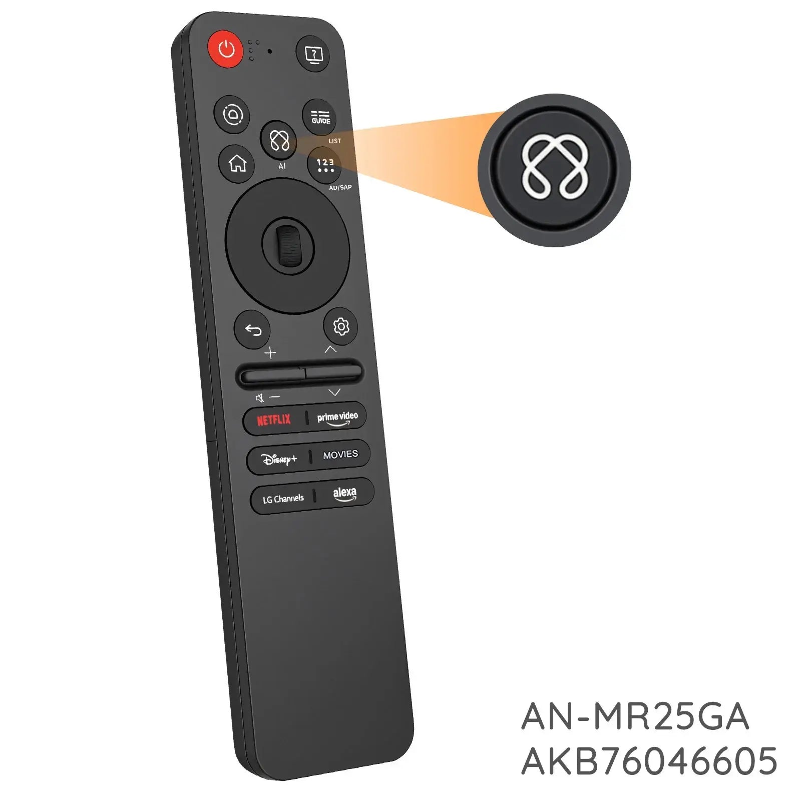 Replacement AN-MR25GA AI Magic Remote with Voice and Pointer,Compatible with 2019-2025 LG Smart TVs OLED, QNED, UHD, LED, LCD - Magic Remotes