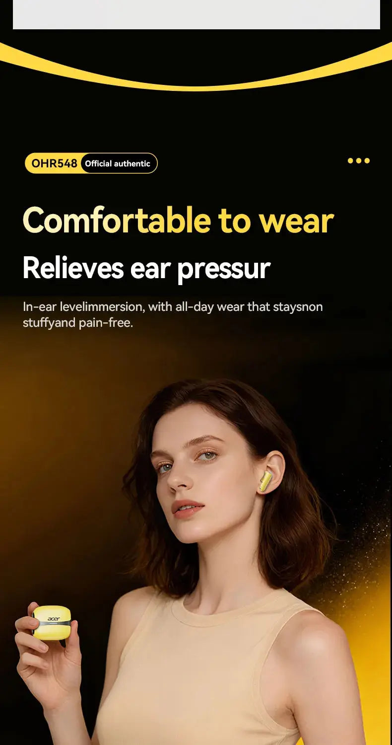 Acer Ohr548 Wireless Bluetooth Headphones with In-Ear Design, Anc Call Noise Reduction, Charging Case, Stereo Sound Effect, Low Latency for Gaming, Comfortable Fit for Sports, Running, and Fitness Magic Remotes