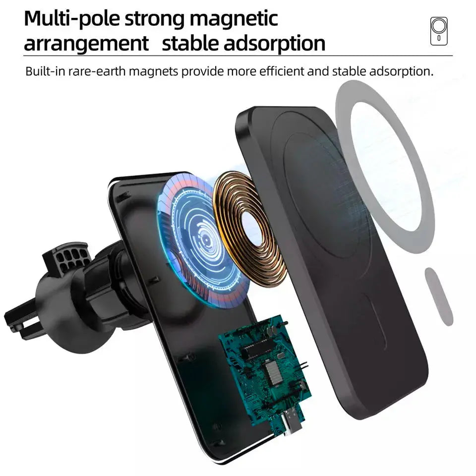 Wireless Magnetic Car Phone Holder Charger for iPhone 14 13 Pro Max 12 Phone Accessories 30W Fast Charging Induction Adapter - Magic Remotes