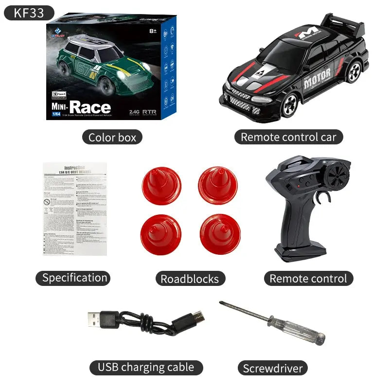 2025 New Kf20 1:64 Drift Rc Car Four-wheel remote-controlled racing car Full proportions Desk Competition Toy Boys Ideal gifts. Magic Remotes