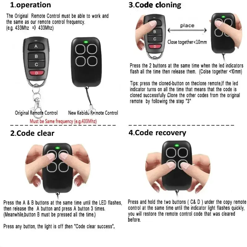Universal Duplicator Garage Remote Controller Command Clone Self-copying Automation Gate 433.92 MHz 433Mhz Fixed Code Magic Remotes