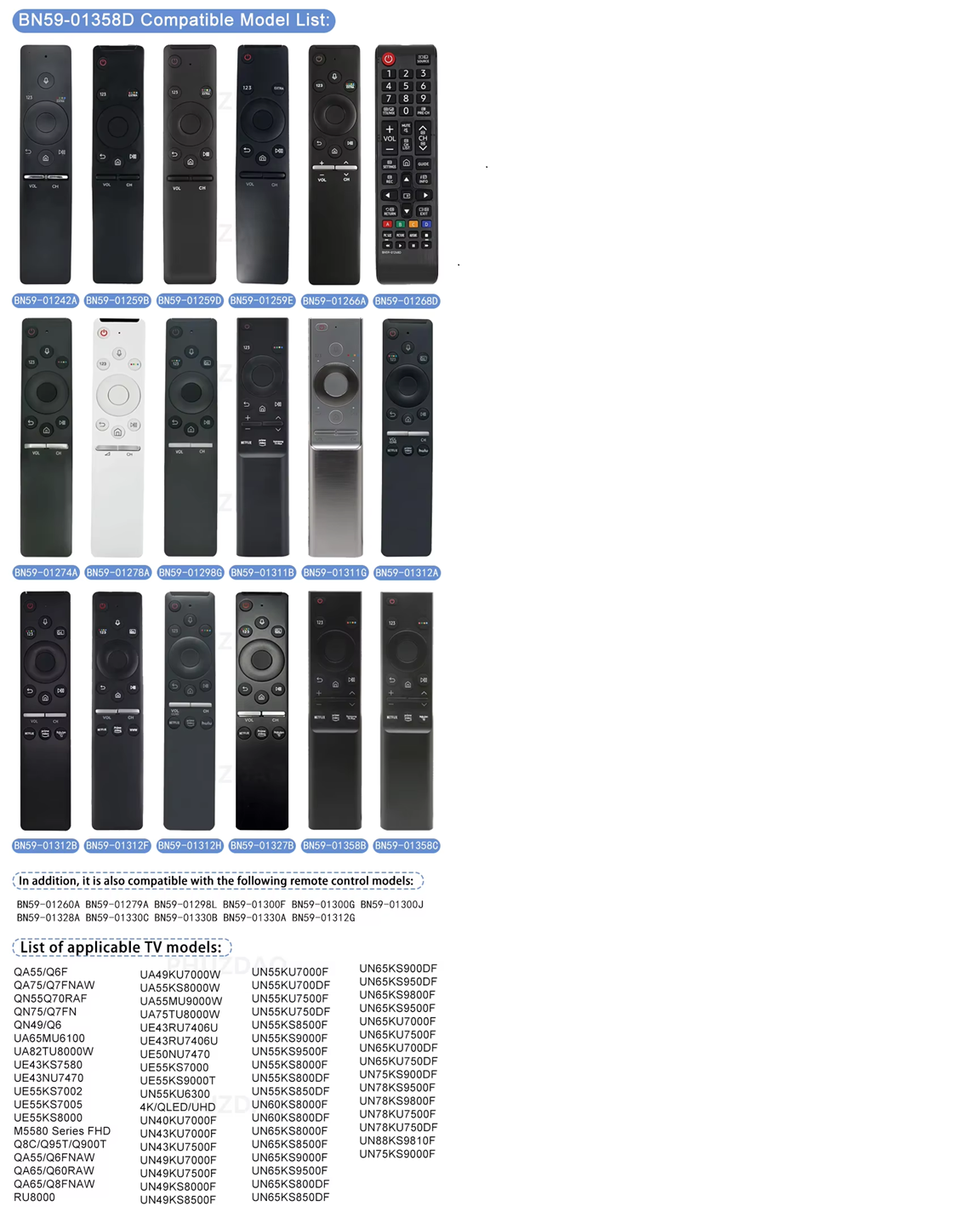 BN59-01358D No Voice Remote Control for Samsung LCD TV Universal Remote Control New ABS Infrared Model - Magic Remotes